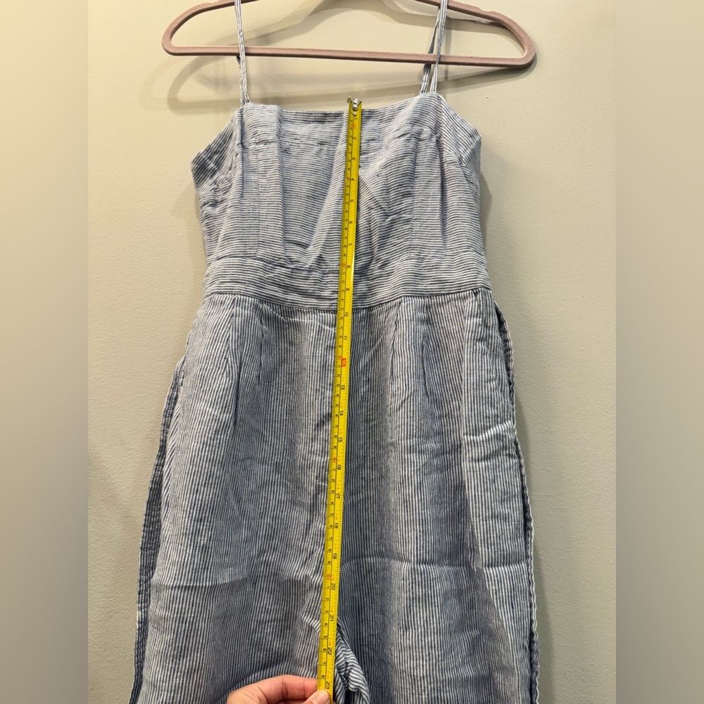 J. Crew Light Blue Striped Linen Jumpsuit Size 2 - Picture 8 of 9